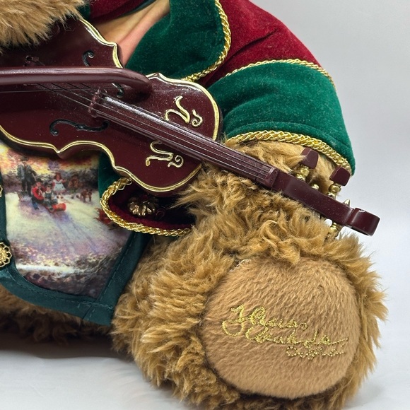 Thomas Kinkade Teddy Bear & Violin "A Musical Gathering" Holiday Music Playing - Picture 6 of 8